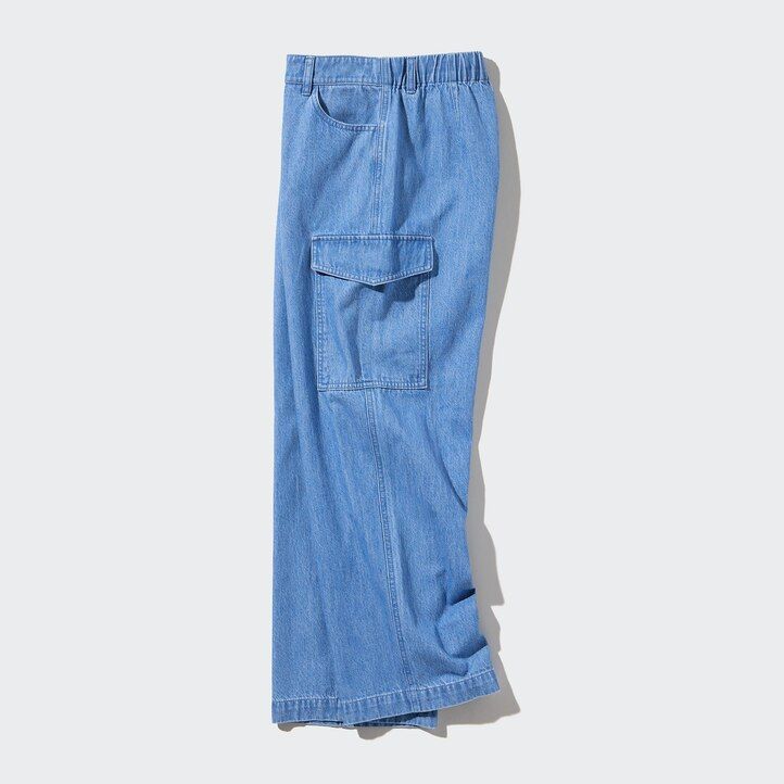 modre uniqlo denim široke ravne kavbojke legrgo ženske