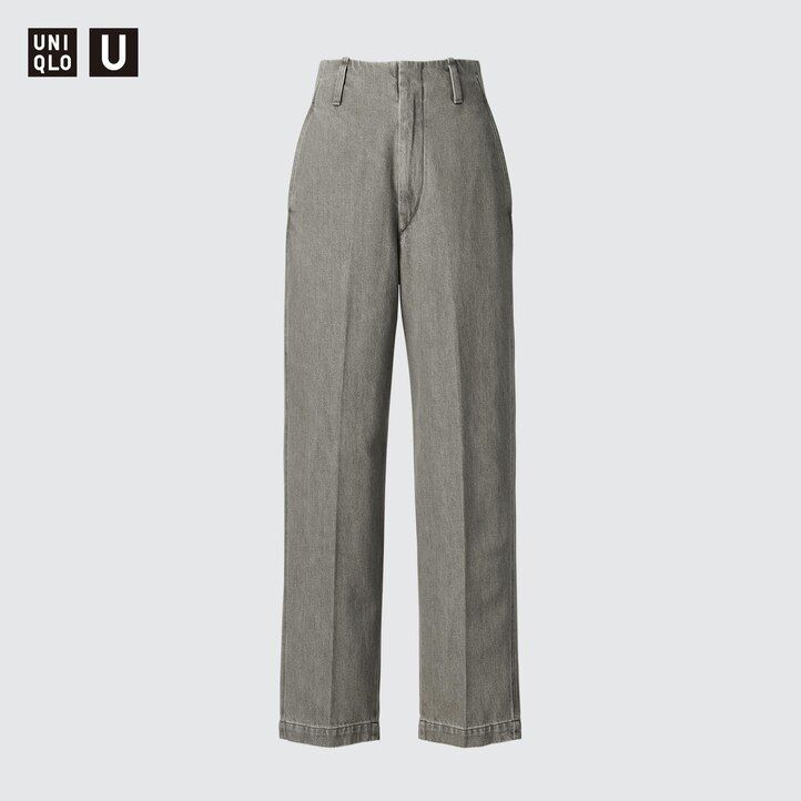Ženske ravne kavbojke uniqlo temno sive barve
