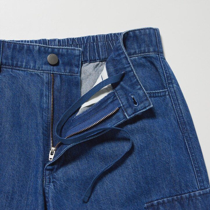 Ženske kavbojke uniqlo denim wide straight legrgo modre