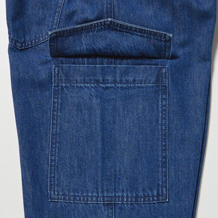 Ženske kavbojke uniqlo denim wide straight legrgo modre