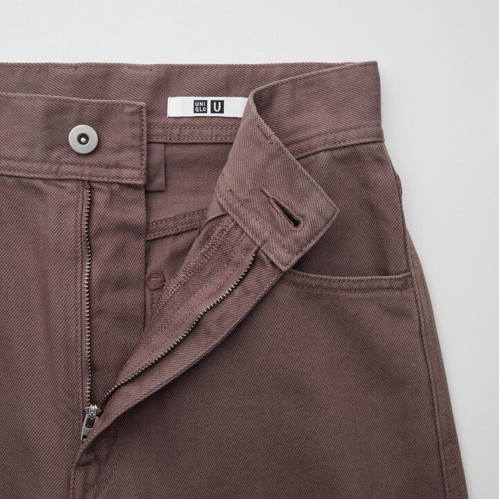 Ženske ukrivljene kavbojke uniqlo olivne barve