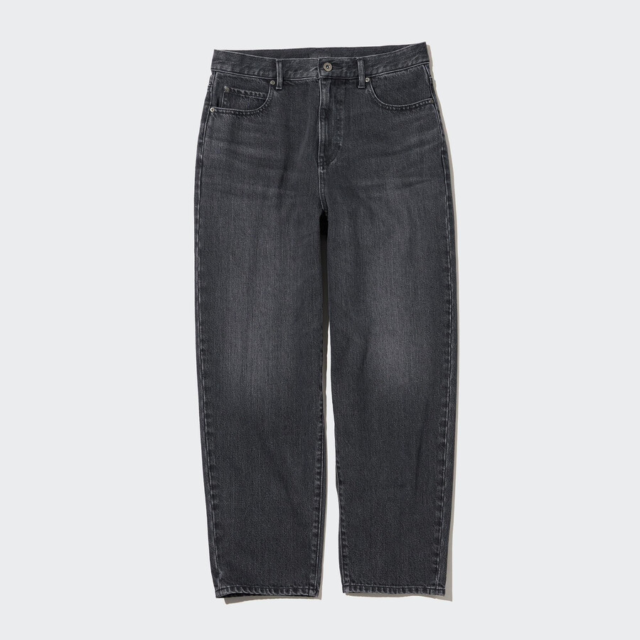 Ženske kavbojke uniqlo wide leg tapered sive