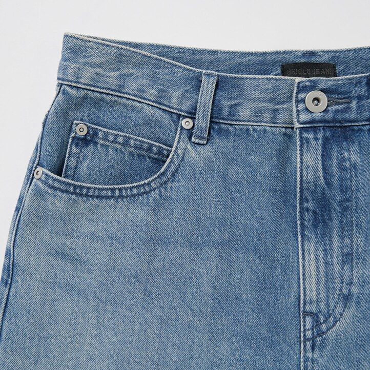 Ženske kavbojke uniqlo wide leg tapered sive