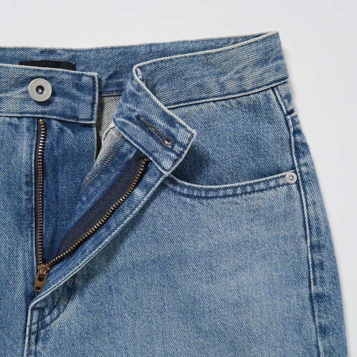Ženske kavbojke uniqlo wide leg tapered sive