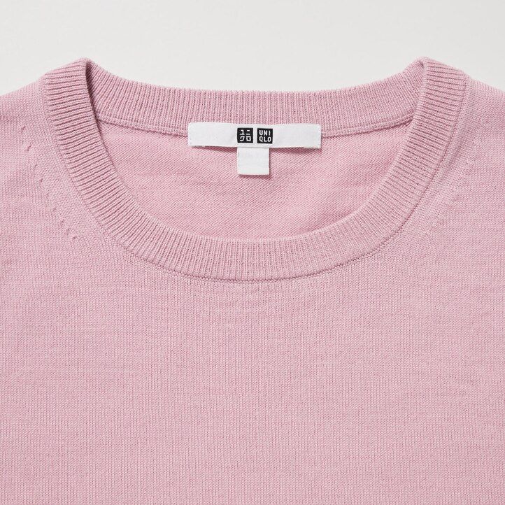 Ženski puloverji z okroglim izrezom uniqlo 100pc extra fine merino modri