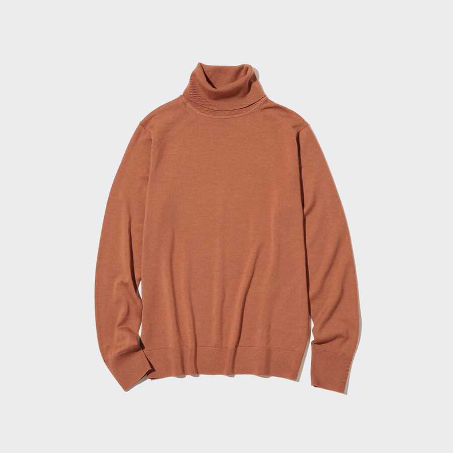 oranžni puloverji uniqlo 100pc extra fine merino za ženske