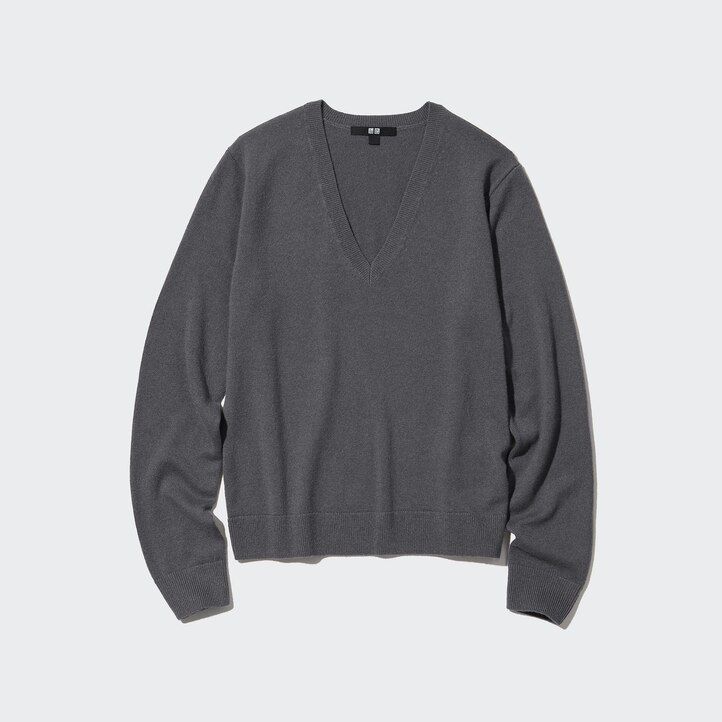roza uniqlo 100pctshmere v-izrez ženski puloverji