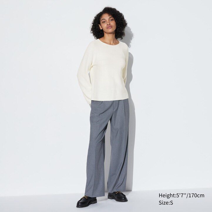 Ženski puloverji z okroglim izrezom uniqlo 3d knit brezšivni bombaž rdeče barve