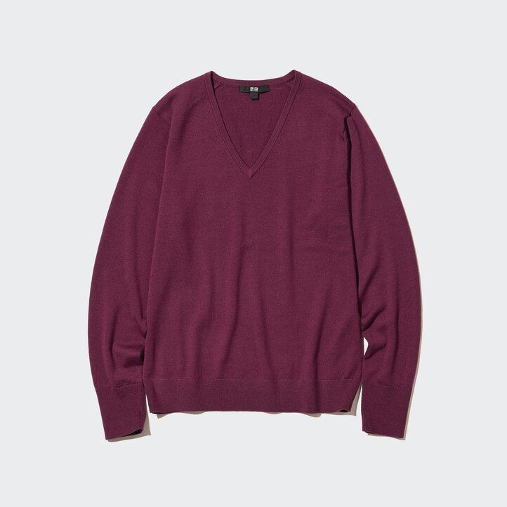 Ženski puloverji uniqlo 100pc extra fine merino z v-izrezom zeleni
