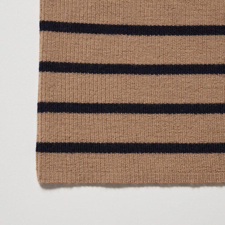 beli ženski puloverji uniqlo 100pc extra fine merino z rebrastim vzorcem