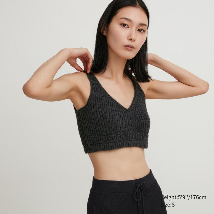 Ženski pleteni brezšivni rebrasti puloverji uniqlo 3d knit temno sivi