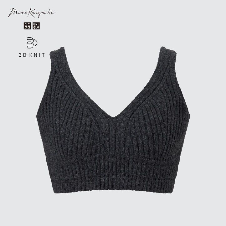 Ženski pleteni brezšivni rebrasti puloverji uniqlo 3d knit temno sivi