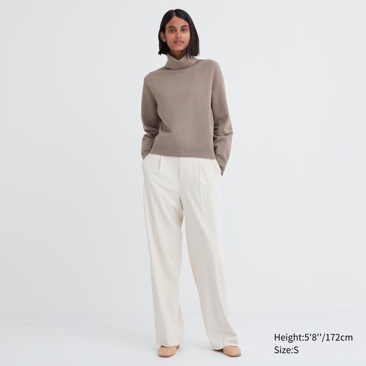 Ženski puloverji uniqlo 3d knit brezšivne preje souffle bež barve