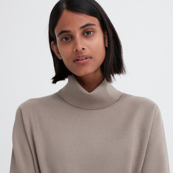 Ženski puloverji uniqlo 3d knit brezšivne preje souffle bež barve