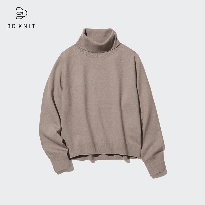 Ženski puloverji uniqlo 3d knit brezšivne preje souffle bež barve