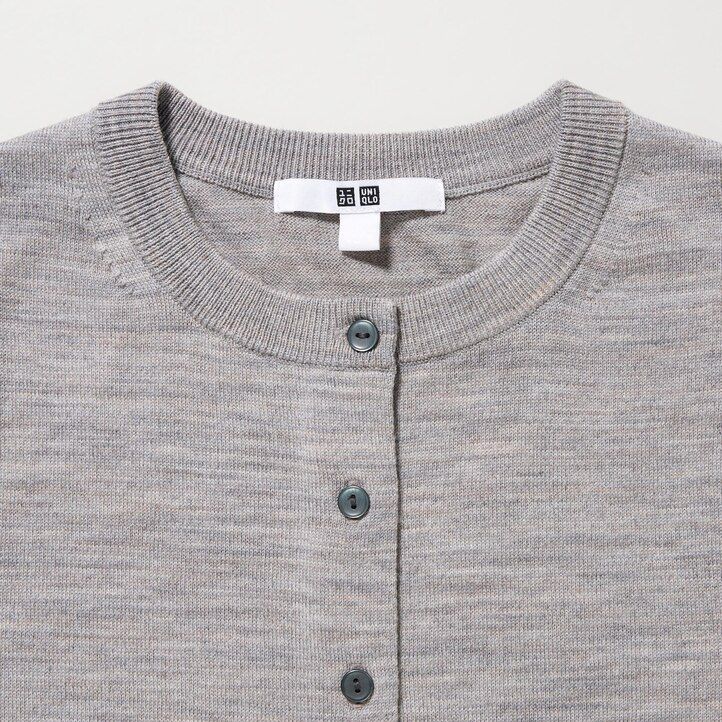 Ženski pulover z okroglim izrezom uniqlo 100pc extra fine merino rdeči