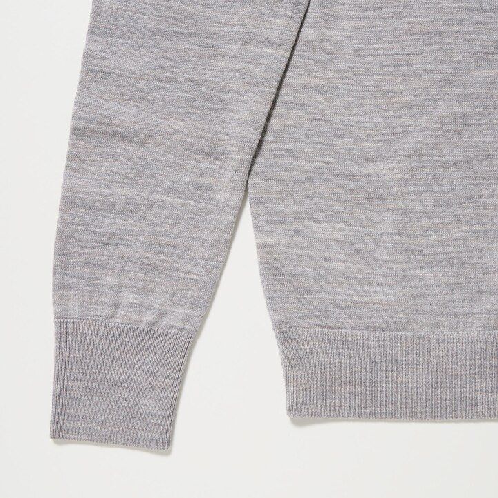 Ženski pulover z okroglim izrezom uniqlo 100pc extra fine merino rdeči