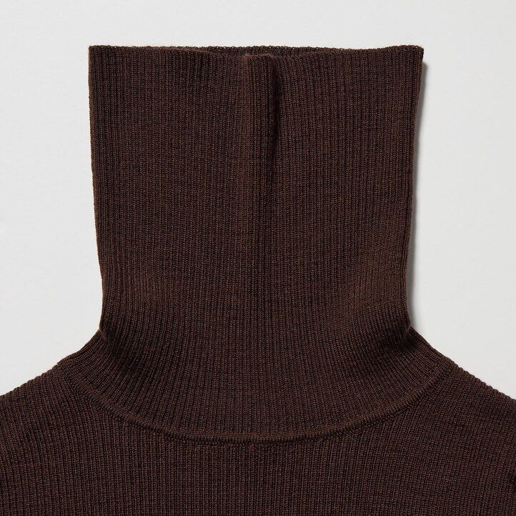 Ženski puloverji uniqlo 100pc extra fine merino rebraste sive barve