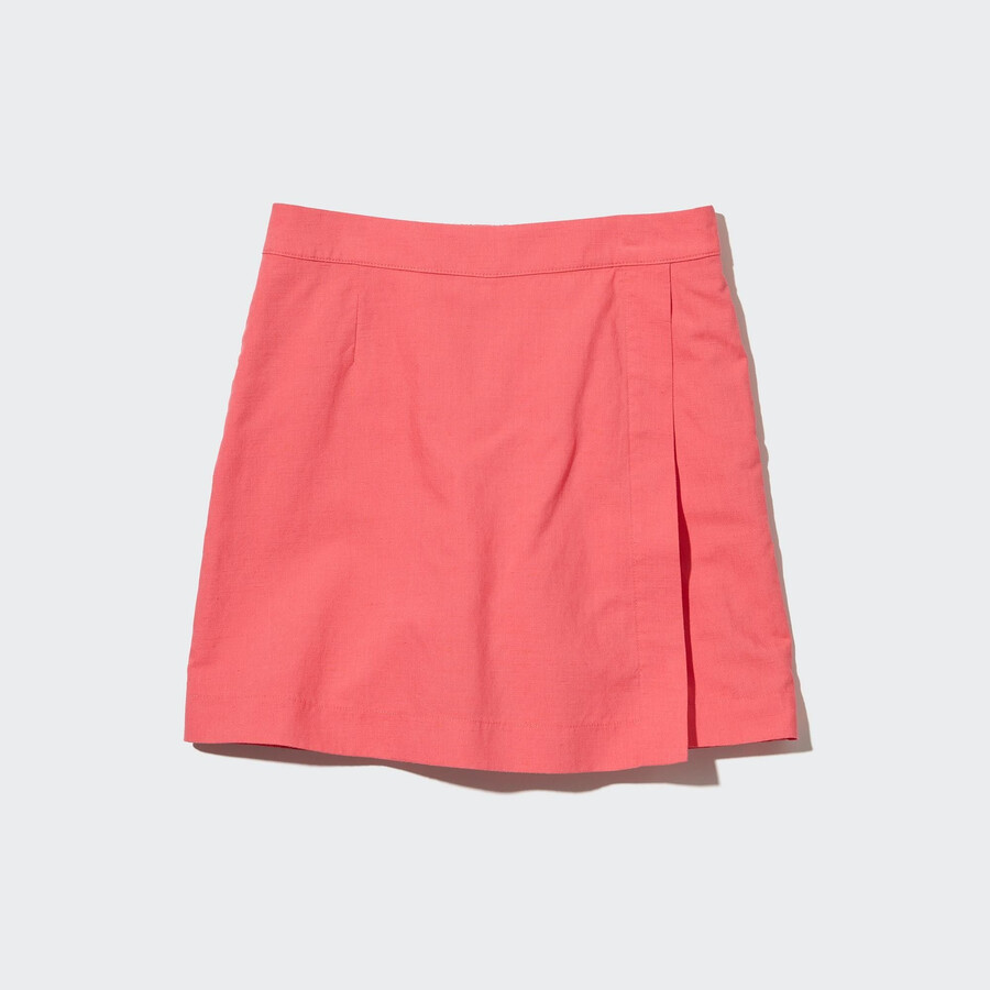 roza ženska krila uniqlo iz mešanice lanu