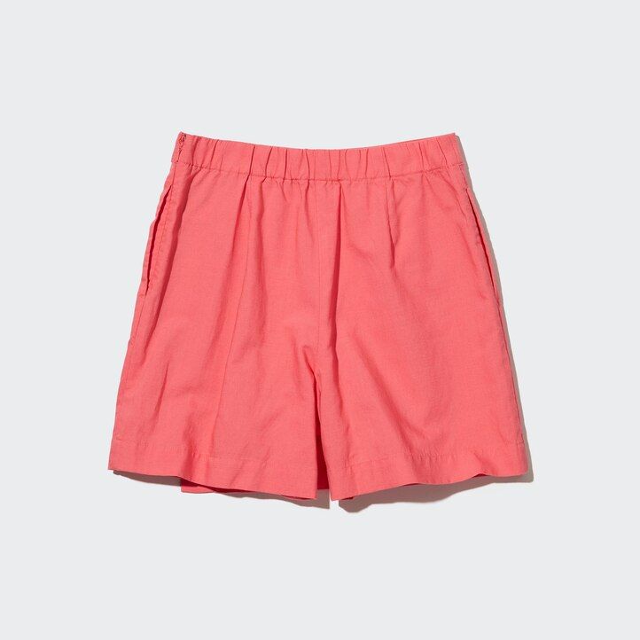roza ženska krila uniqlo iz mešanice lanu