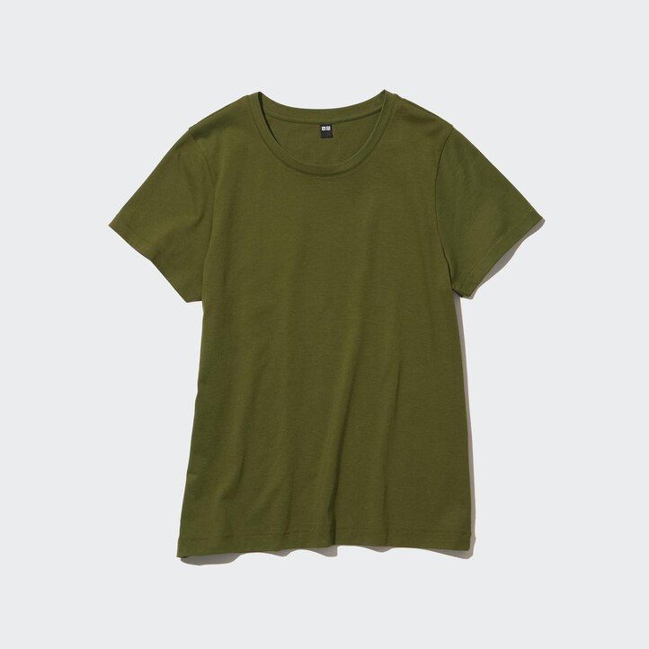 rdeče ženske majice z okroglimi rokavi uniqlo 100pc supima bombaž