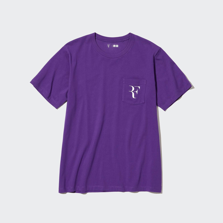 vijolične ženske majice z grafiko uniqlo roger federer rf