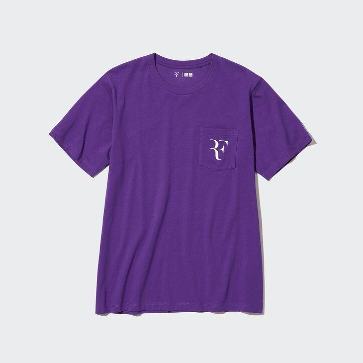 vijolične ženske majice z grafiko uniqlo roger federer rf