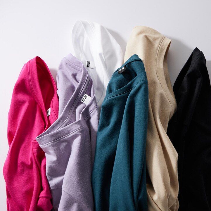 Ženske majice z okroglim izrezom in rokavi uniqlo 100pc supima cotton zelene barve