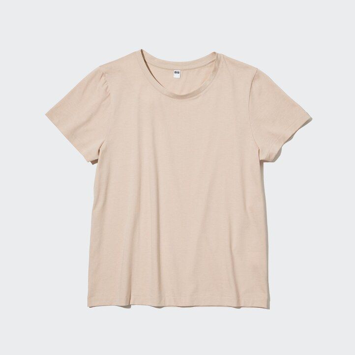 Ženske majice z okroglim izrezom in rokavi uniqlo 100pc supima cotton zelene barve
