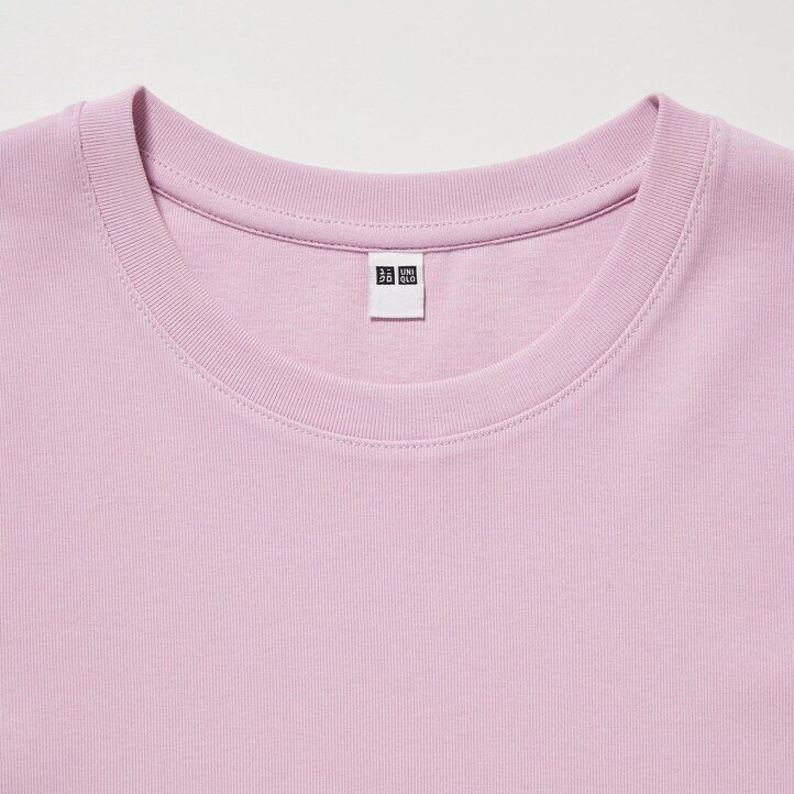 roza ženske majice z rokavi uniqlo cropped fit