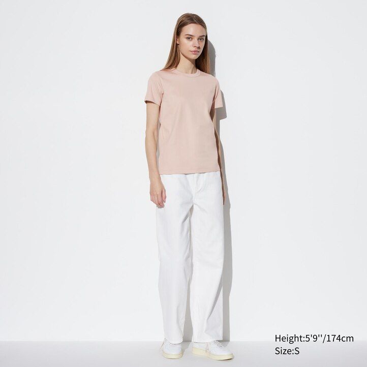 rjava majica uniqlo uniqlo z okroglim izrezom in rokavi v obliki črke u