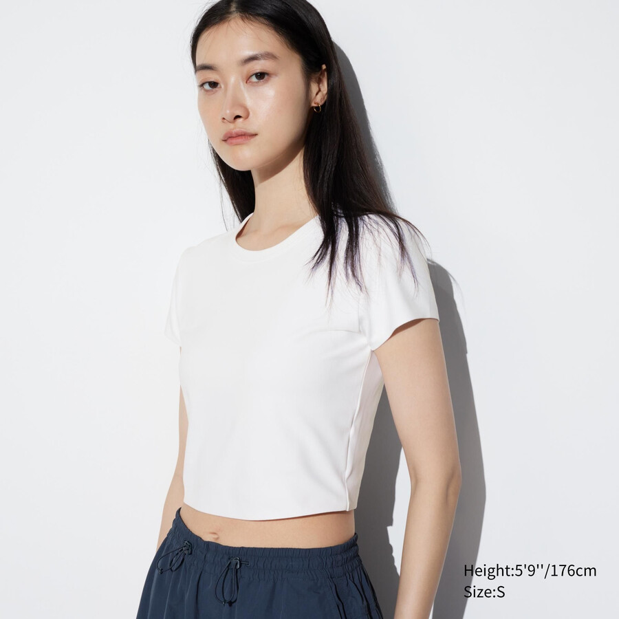 bele ženske ultra mehke skrajšane majice uniqlo airism