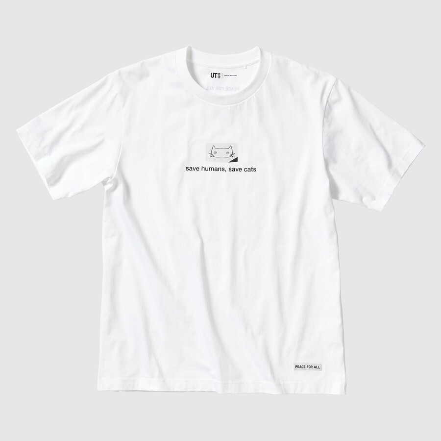 Ženske majice uniqlo peace for all graphic haruki murakami bele barve