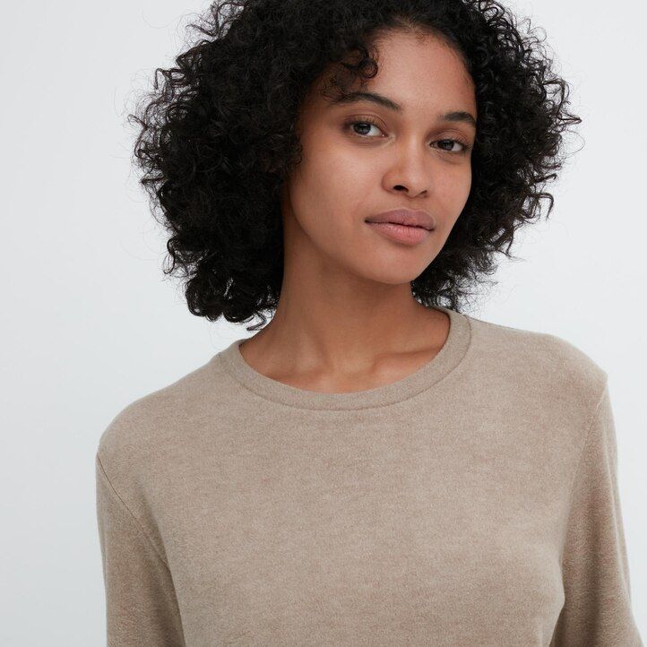 zelene ženske termo majice z okroglim izrezom in rokavi uniqlo heattech fleece