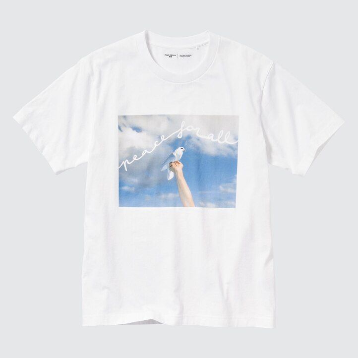 Ženske majice uniqlo peace for all graphic cristina de middel bele barve