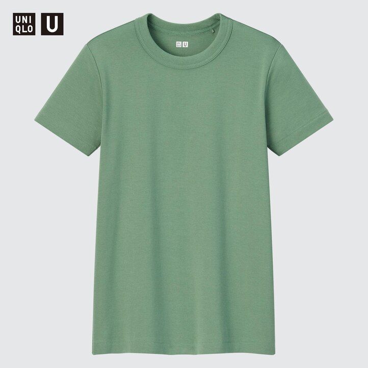 roza ženske majice z okroglim izrezom uniqlo z rokavi
