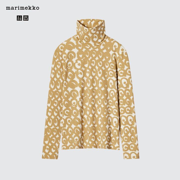 termo majice uniqlo heattech swirl print z rokavi ženske črne