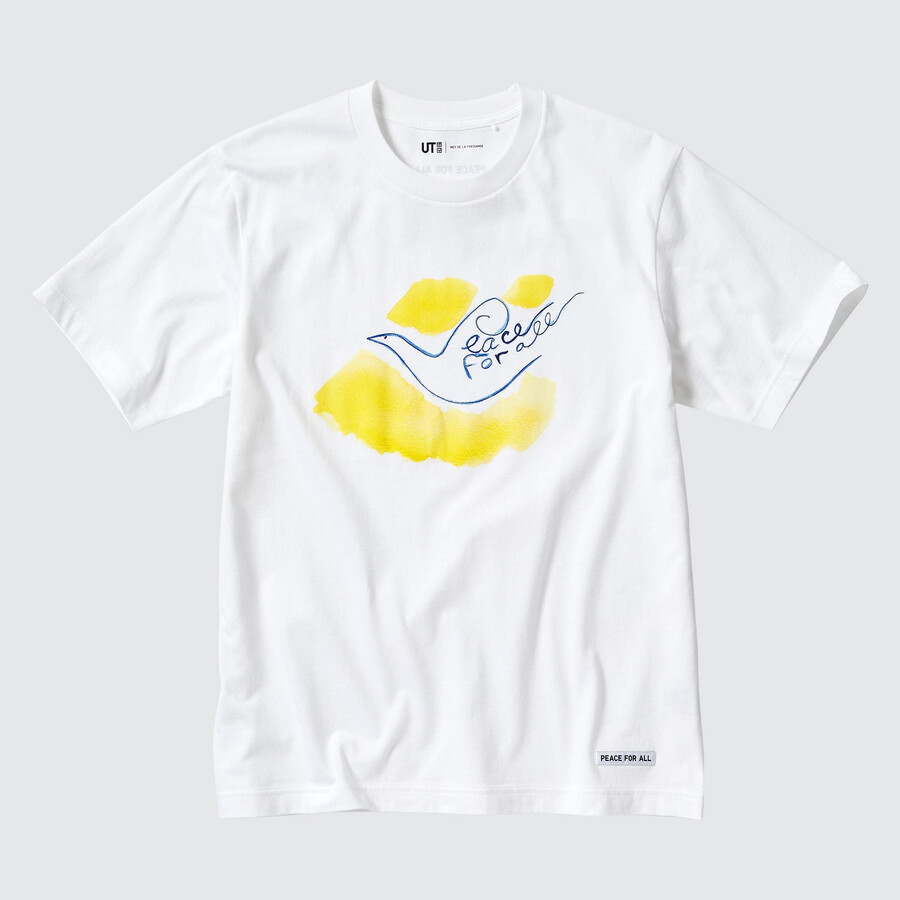bele ženske majice uniqlo peace for all z grafiko ines de la fressange