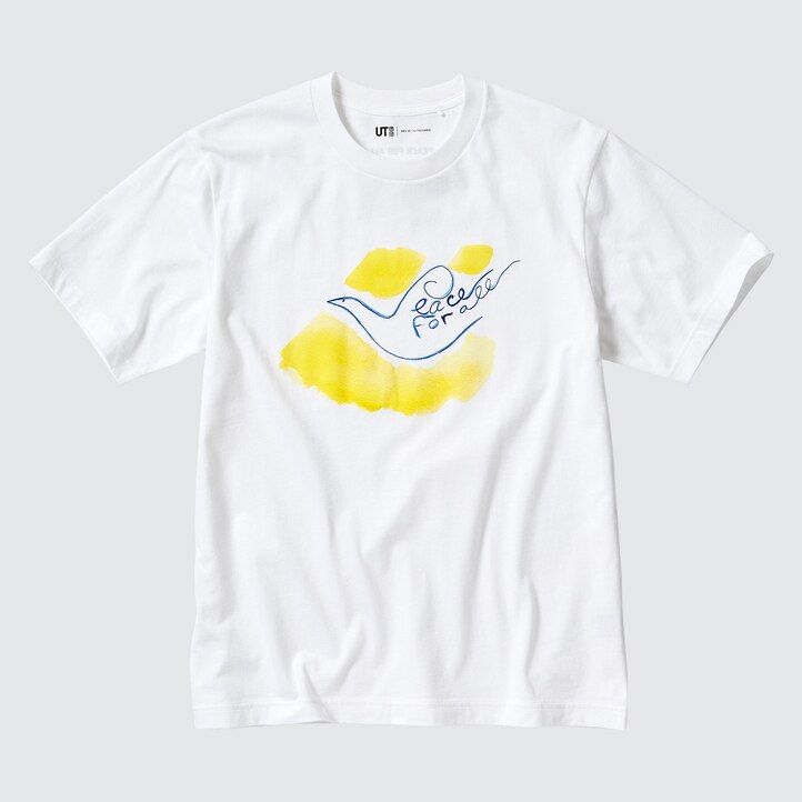 bele ženske majice uniqlo peace for all z grafiko ines de la fressange