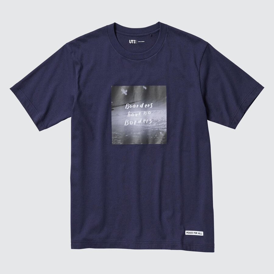 navy - Ženske majice uniqlo peace for all z grafiko ayumu hirano