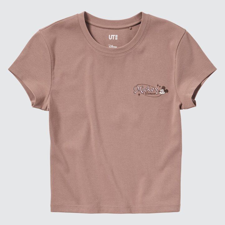 Ženske majice uniqlo disney collection mini ut graphic rjave barve
