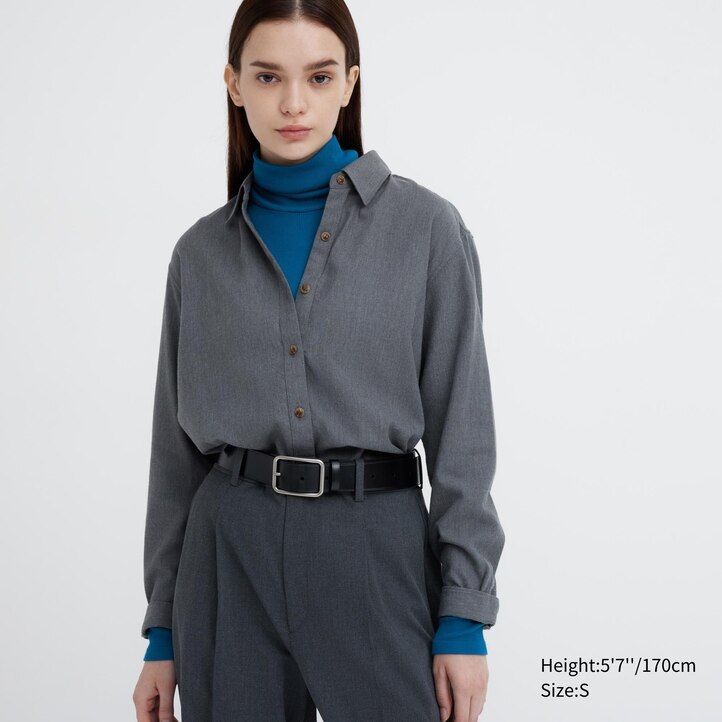 uniqlo heattech ekstra tople brezšivne rebraste termo majice z rokavi sive