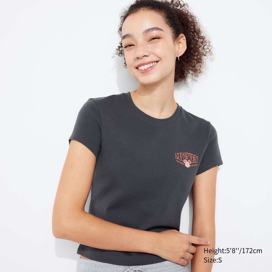 Ženske majice uniqlo disney collection mini ut graphic temno sive