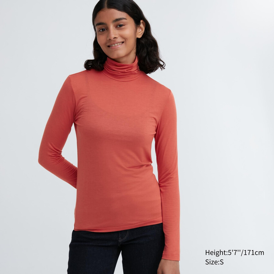 oranžne ženske termo majice z ultra lahkimi rokavi uniqlo heattech