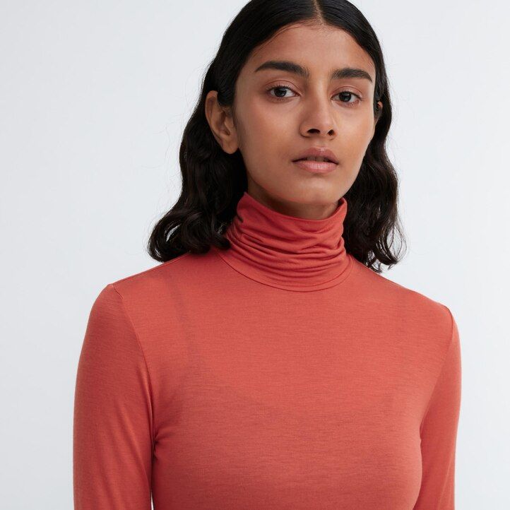 oranžne ženske termo majice z ultra lahkimi rokavi uniqlo heattech