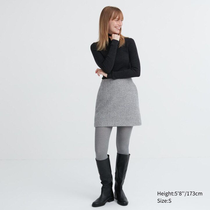 siva uniqlo heattech rebrasto pletena termo ženska pajkica