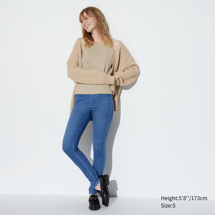 Ženski ultra raztegljivi jeans top uniqlo modre barve