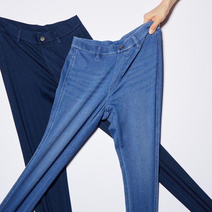 Ženski ultra raztegljivi jeans top uniqlo modre barve
