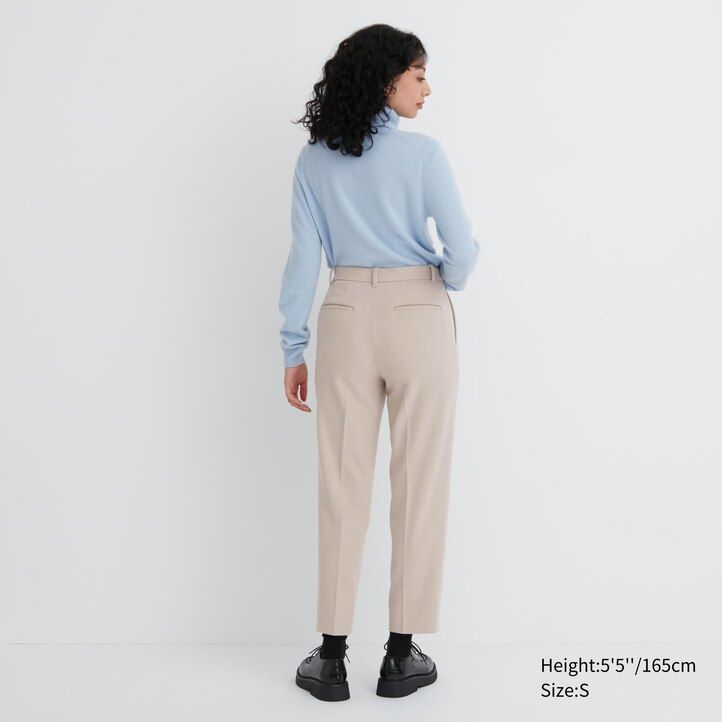 temno sivi ženski elegantni zgornji deli uniqlo z vzorcem ribje kosti do gležnjev