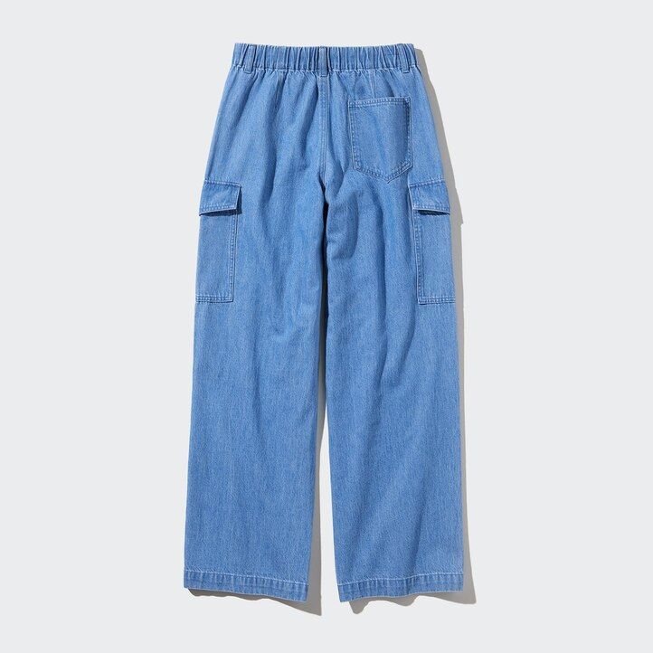 modri uniqlo denim široki ravni legrgo ženski topovi
